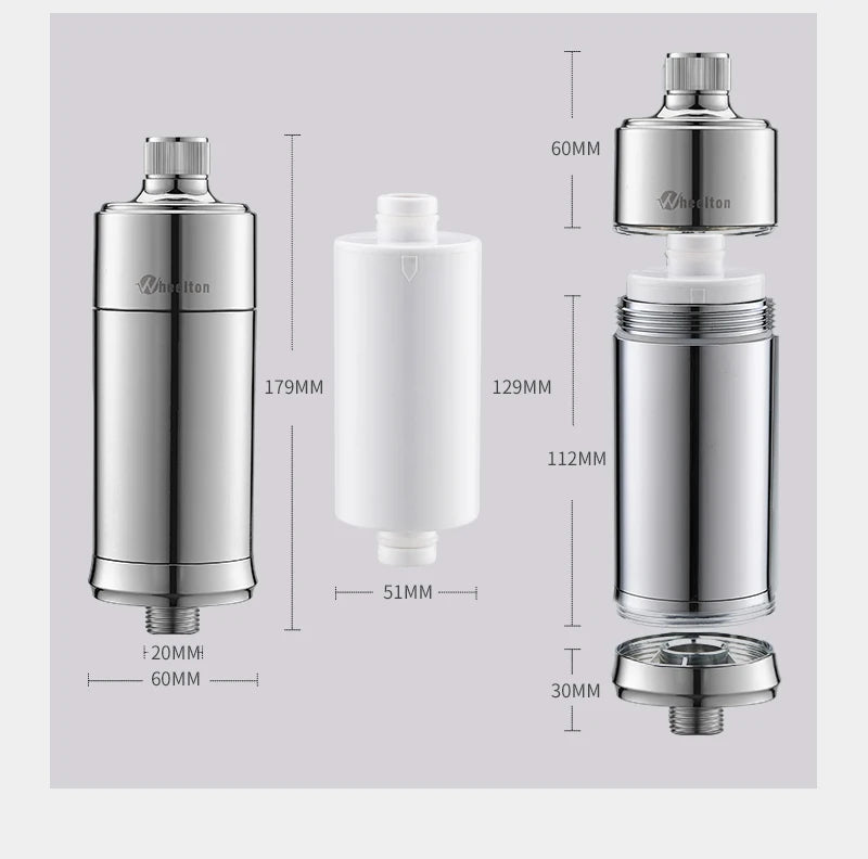 Wheelton shower filter with cartridge