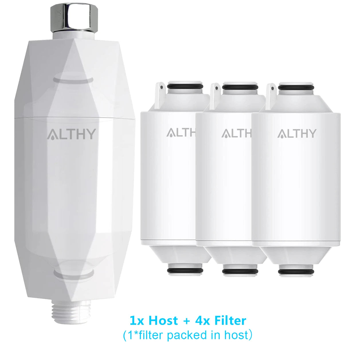 ALTHY Vitamin C Revitalizing Shower Water Filter - Reduces Chlorine Heavy Metal - Improves Dry Itchy Skin, Hair Dandruff, Eczema