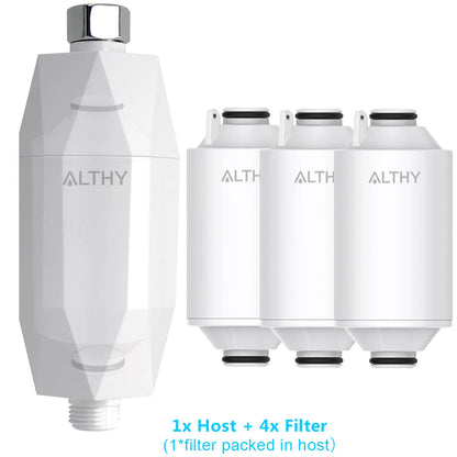 ALTHY Vitamin C Revitalizing Shower Water Filter - Reduces Chlorine Heavy Metal - Improves Dry Itchy Skin, Hair Dandruff, Eczema
