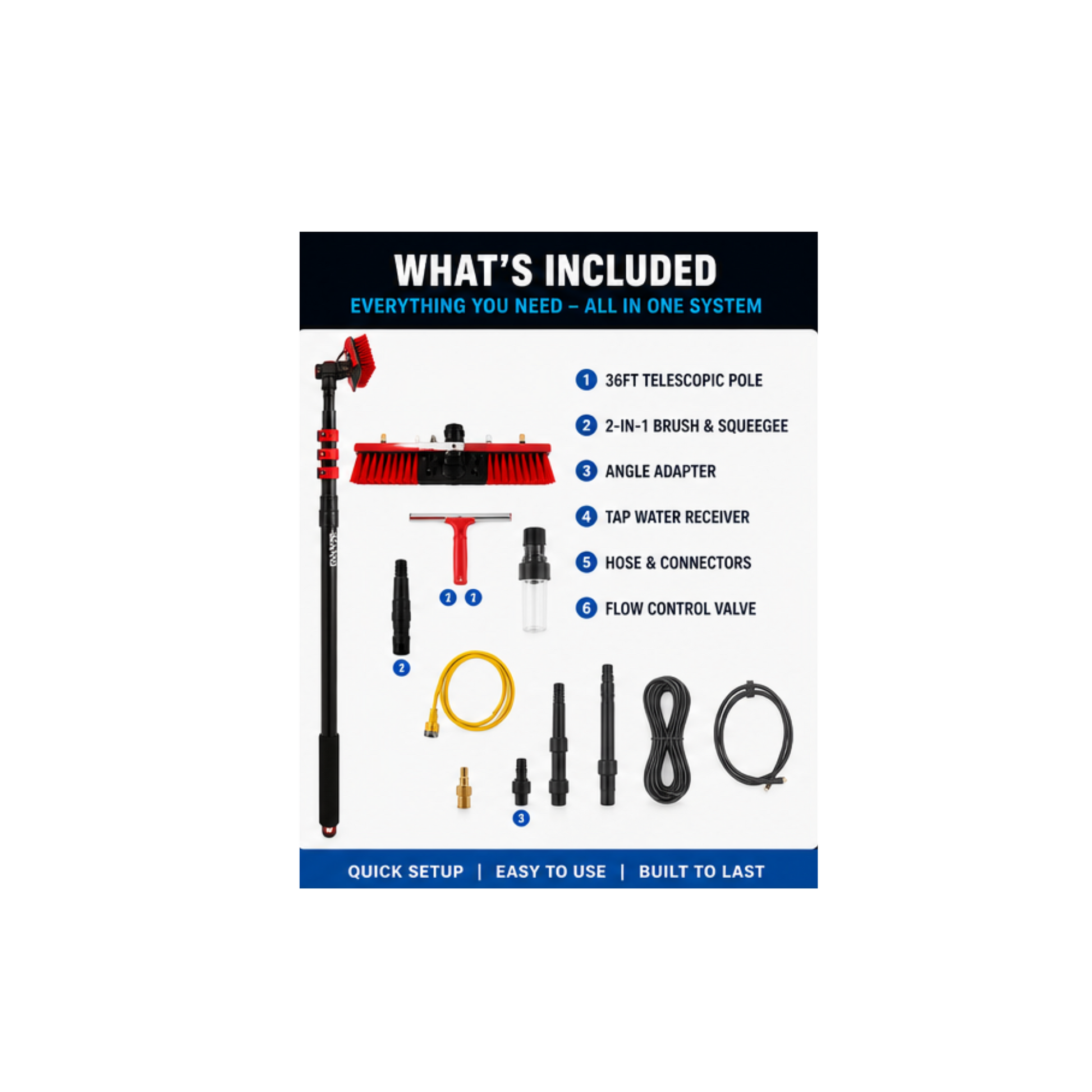 Water fed window cleaning system packaging
