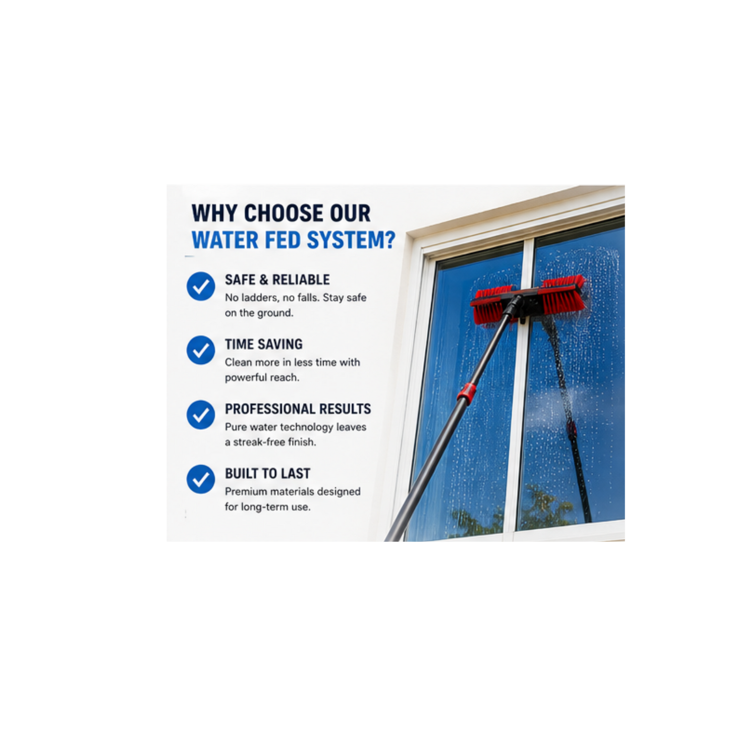 36ft Water Fed Window Cleaning System- Professional Exterior Cleaning Kit